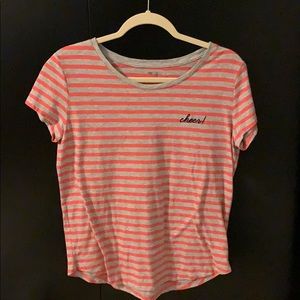Gap Pink and Grey Striped Women’s T-Shirt